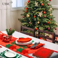 ussc christmas festival napkins on the table hotel home dining mat pads coaster red green non woven fabric can be ordered hz182