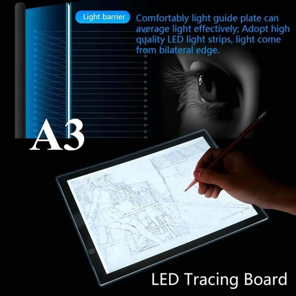 a3 size three level dimmable led light padtablet eye protection easier for diamond painting embroidery tools accessories free global shipping