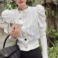 koijizayoi elegant women solid cardigan pull long sleeves single breasted office lady shirt fashion korean blusas spring autumn