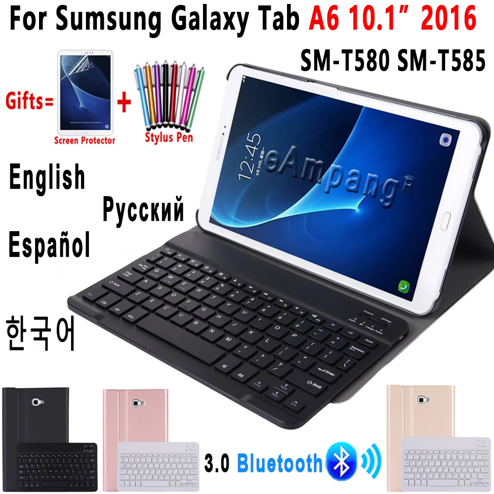Чехол с клавиатурой для Samsung Galaxy Tab A A6 10 1 2016 T580 T585 чехол и Bluetooth на русском