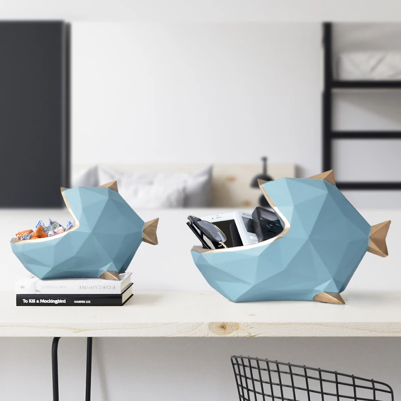 

Lucky Fish Ornaments Gathering Creative Hallway Wine Cabinet Coffee Table Key Remote Control Storage Box