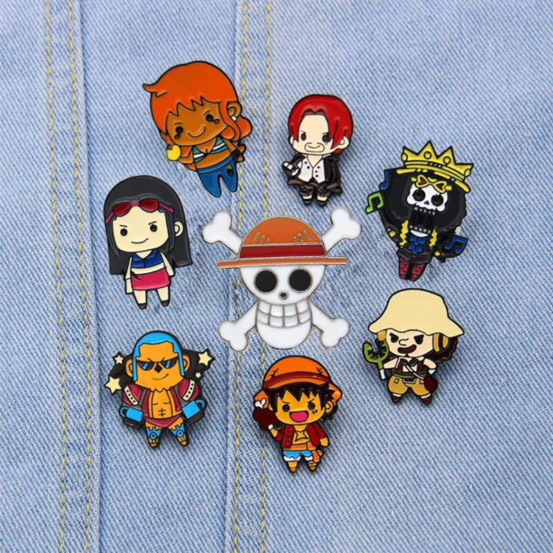 Аниме Q Version ONE PIECE Luffy Nami Usopp Nico Robin Фрэнки Брук Shanks Косплей металлический значок
