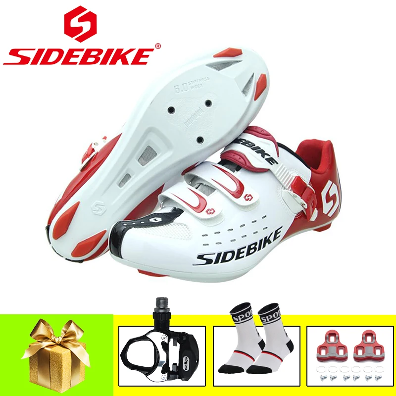 package 1 for W SIDEBIKE, обувь для шоссейного велосипеда, мужские велосипедные педали, бутсы, дышащие, самозакрывающиеся, дышащие, для езды на велосипеде, спортивные кроссовки - Цвет: package 1 for W