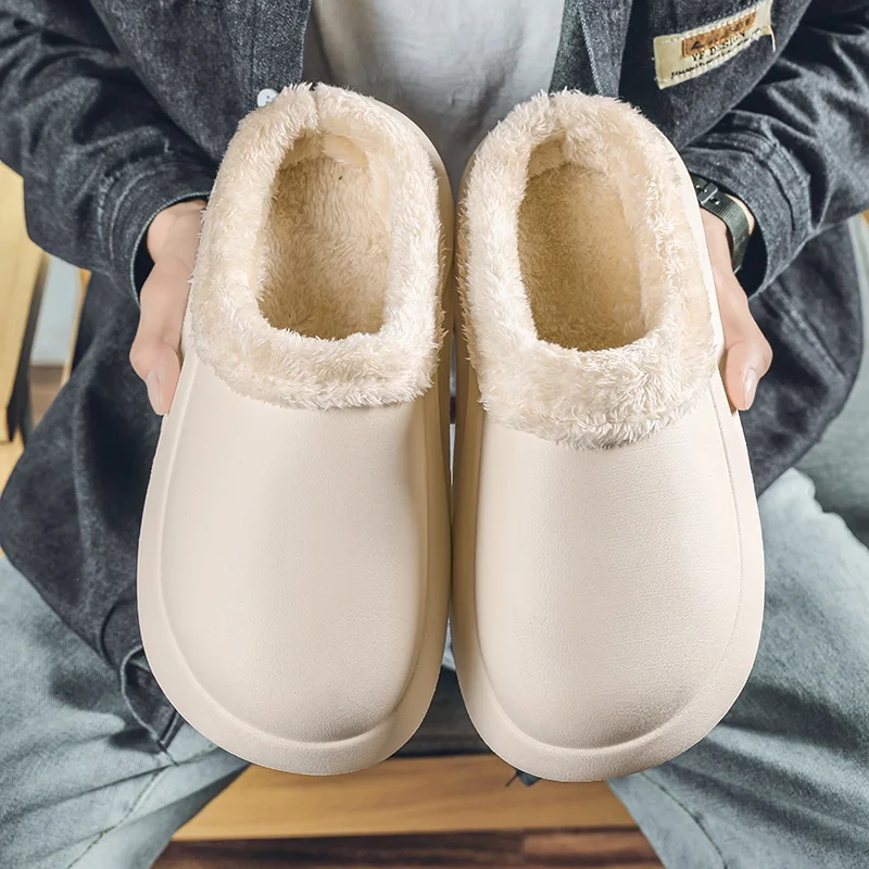 

Домашние тапочки для мужчин, зимние меховые короткие плюшевые мужские тапочки, Нескользящие тапочки для спальни, мягкие домашние тапочки н...