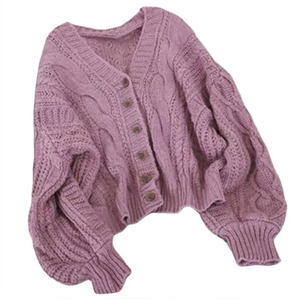 Однотонный кардиган Осенний вязаный свитер женская трикотажная одежда с длинным