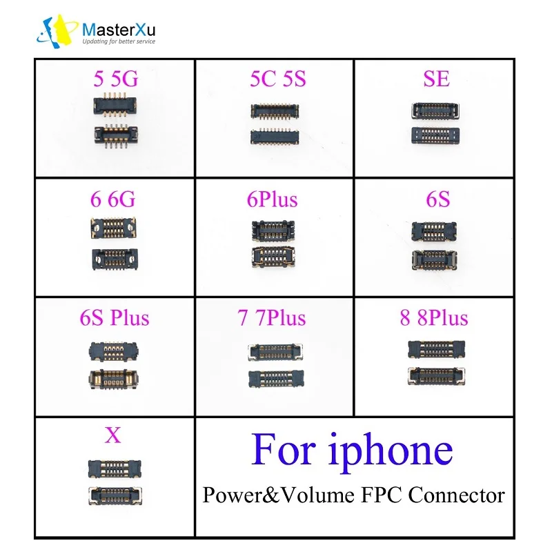 

MaterXu Volume / Power On Off FPC Connector Replacement for iPhone XR XS 11 12 12 Mini 12 Pro Max On Board Plug