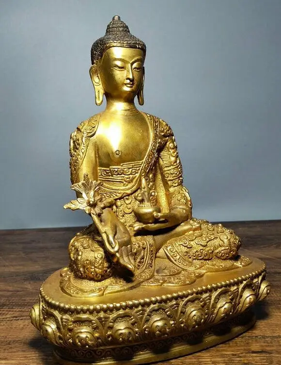 9 &quotСтарый тибетский буддистский храм медная позолота менла медицина Будда