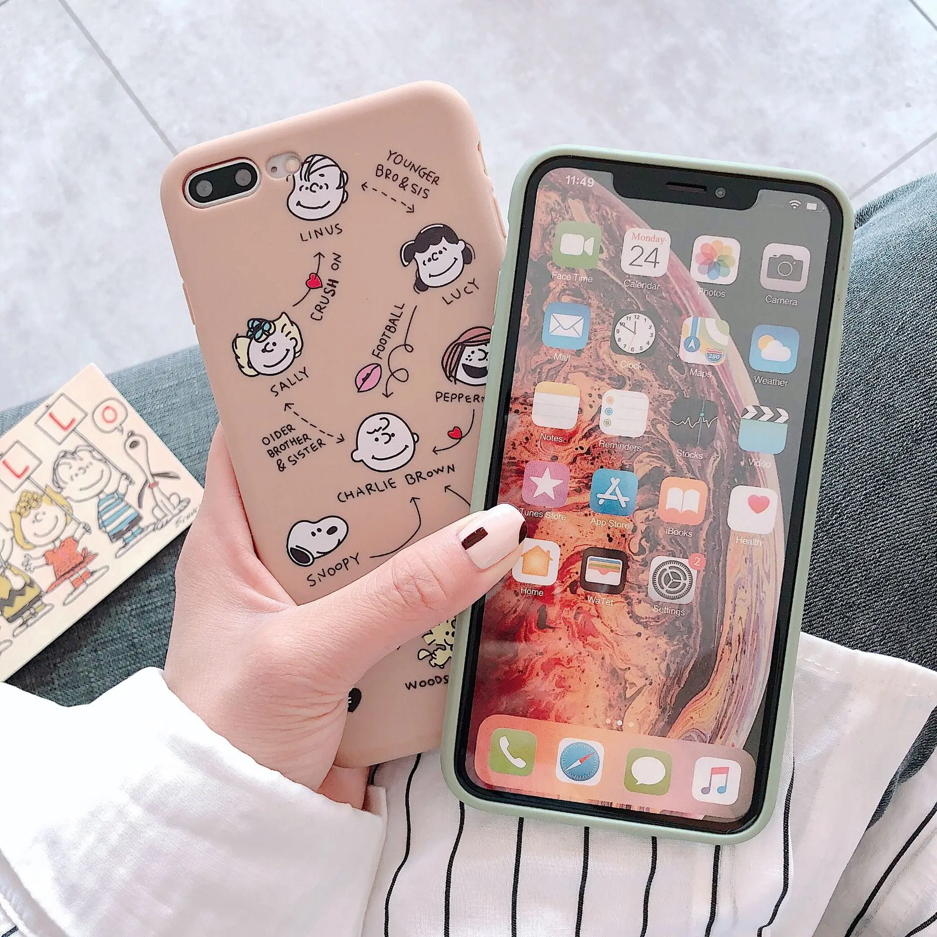 Fitted Phone Case For iPhone 11 Pro X XS Max XR 6 S 7 8 Plus Back Cover Cute Cartoon Dog Matte Protective Mobile Bag Coque | Мобильные