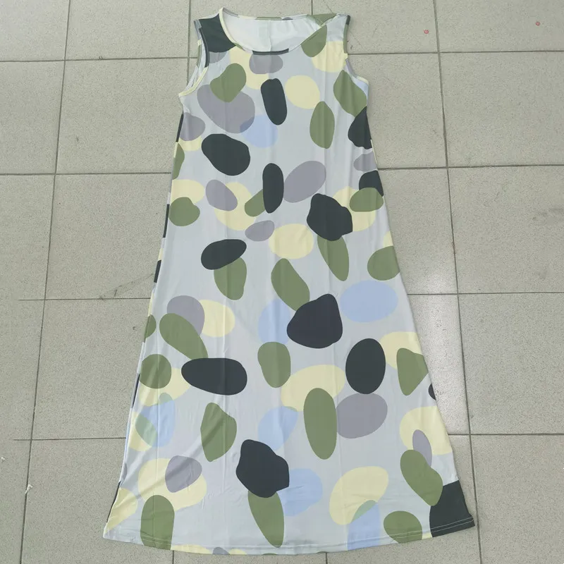 

Summer Women Bohemian Printed Round Neck Sleeveless Long Dress Sundress Casual Beach Party Vestido Plus Size Dresses