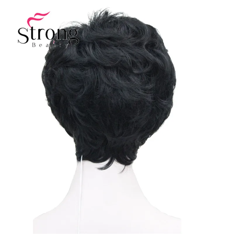 StrongBeauty Shag стиль синтетические парики короткие волнистые слоистые темно-Обурн пользовательские парики для афро-американских