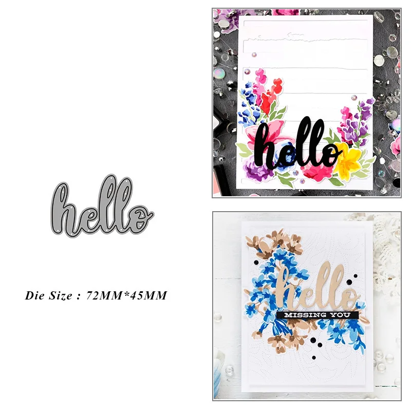 

Hello English Words Metal Cutting Dies for DIY Scrapbook Album Paper Card Decoration Crafts Embossing 2021 New Dies