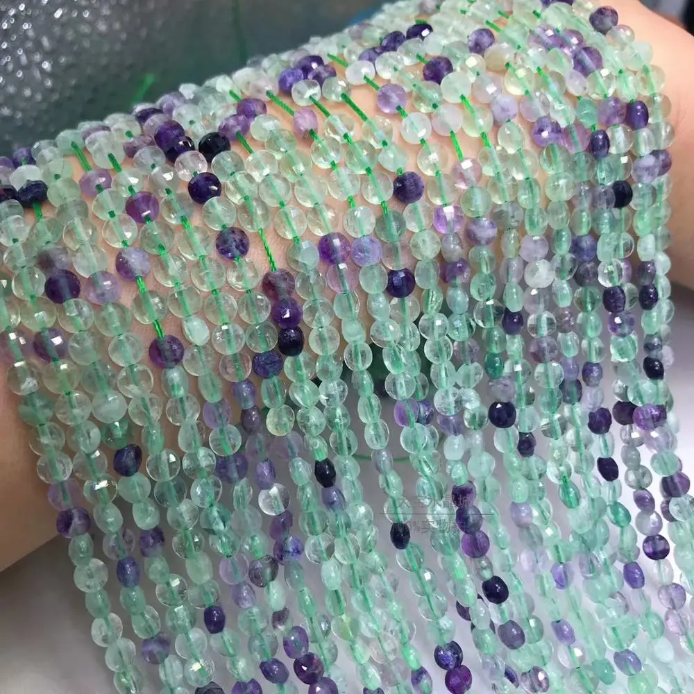 AAA LOOSE BEADS Fluorite coin faceted 3*4mm wholesale for DIY jewelry necklace 36cm | Beads