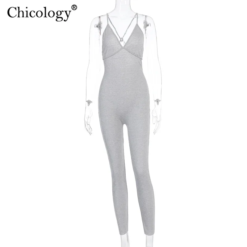 

Chicology knit backless bodycon jumpsuit sexy thin strap women 2020 summer female elegant long pants streetwear party clothes