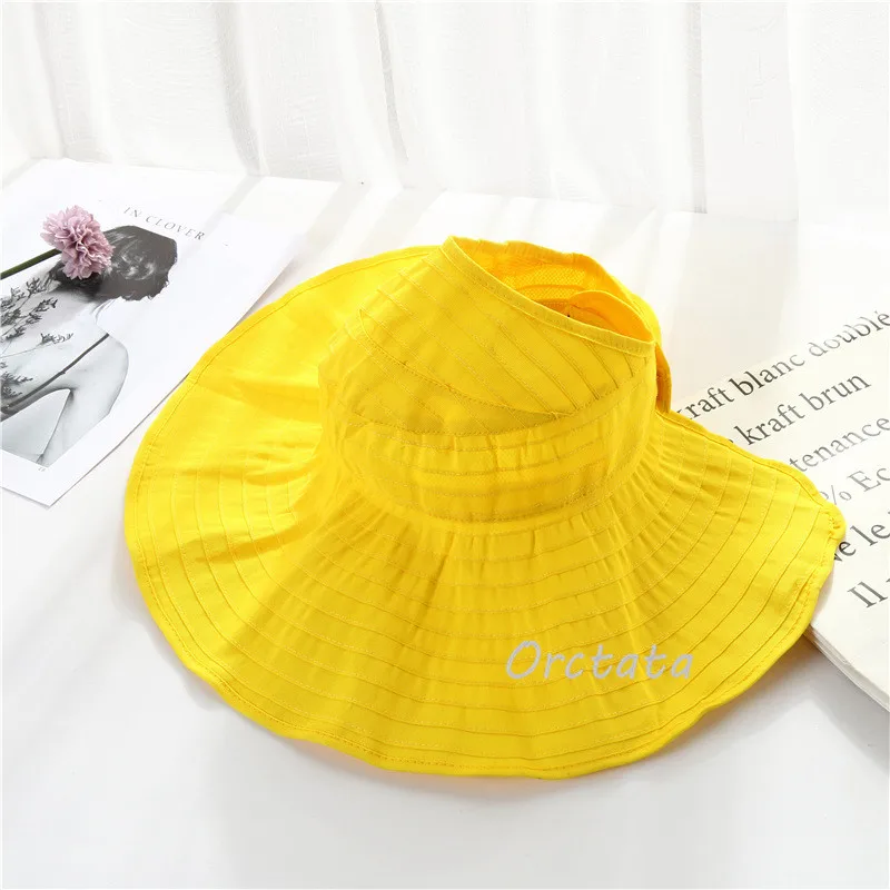 

Summer Women Foldable Sun Hat Cap Anti-UV UPF 50+ Sun Shade Panama Roll Up Hat Soild Adjustable Cotton Wide Brim Visors Hat