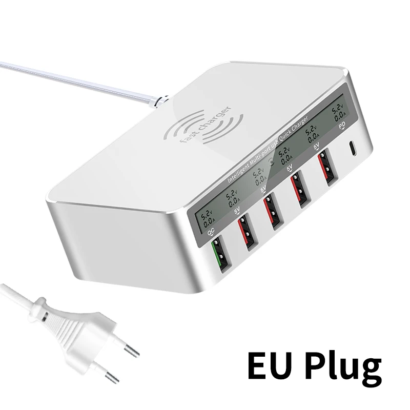 EU Plug IHaitun 100 Вт беспроводной PD type C QC3.0 USB зарядное устройство светодиодный дисплей Быстрая док-станция для путешествий Быстрая зарядка 3,0 QC 4,0 для iPhone 11 Pro - Цвет: EU Plug