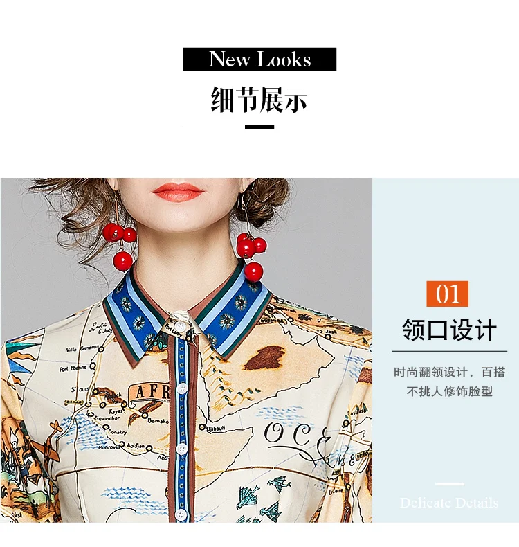 

Europe and America England Style Design Print Spring/Autumn Long Sleeve Shirt Maxi Dress Korean Dress Vintage Tunic Women Dress