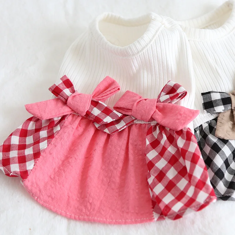 Сетчатое платье с бантом для собак товары питомцев летняя одежда из 100% хлопка