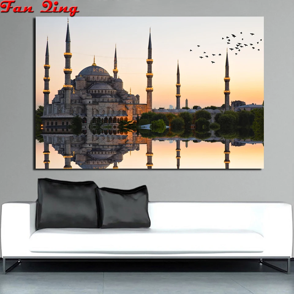 

Full Square 5D DIY Diamond Painting Mosque Diamond Embroidery Religion Diamond Mosaic Set Picture Of Rhinestones Handmade