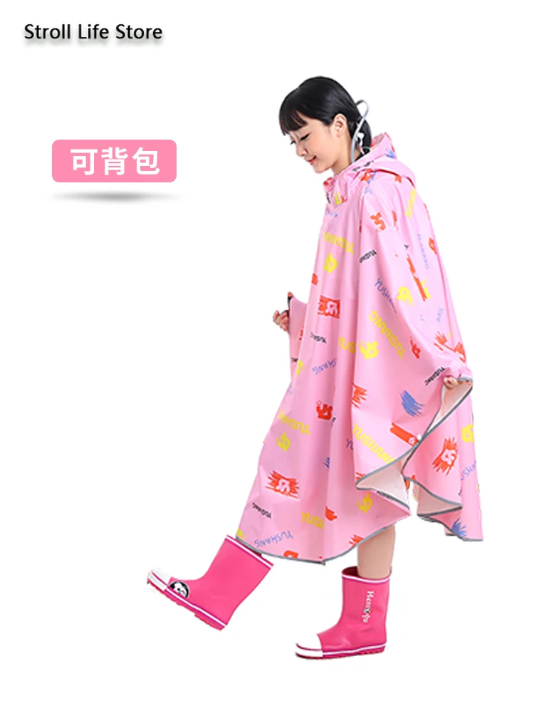 Розовый дождевик для девочек детский пеших прогулок детей взрослых длинное