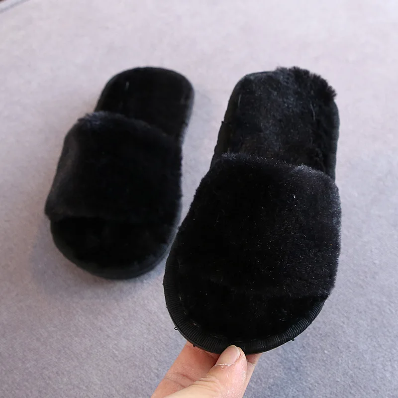 Новые однотонные мягкий коралловый бархат Тапочки для Детские зимние штаны детская палатка обувь для девочек и мальчиков; теплые удобные домашние тапочки C08252