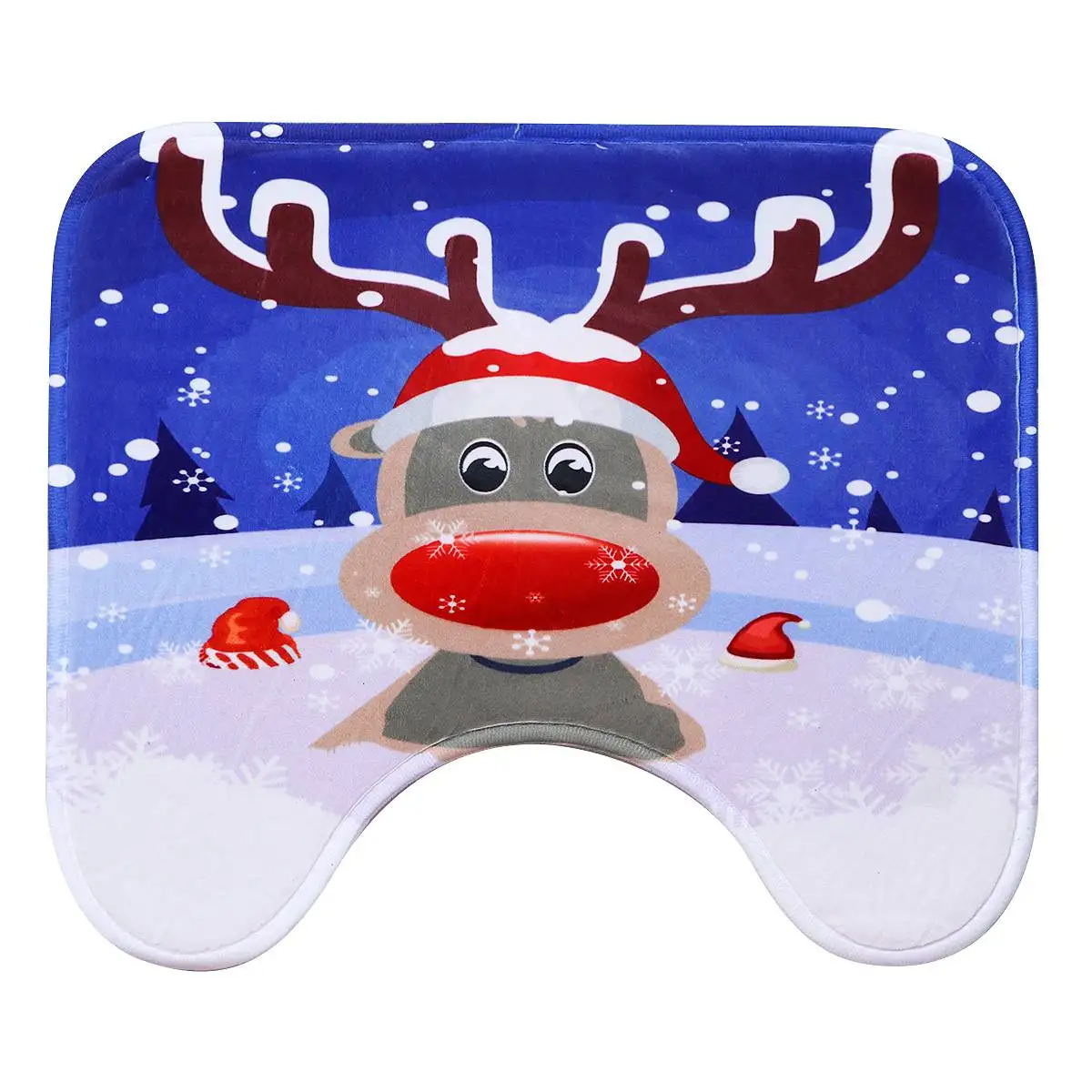 

Christmas Snowman Shower Curtains Bathroom Suit Reindeer Waterproof Bath Curtains Toilet Cover Mat Non Slip Rug Set