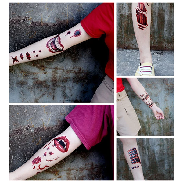 

Halloween Stickers Waterproof Simulation Scratches Scars Bite Marks Simulation Fake Wound Tattoo Stickers @M23