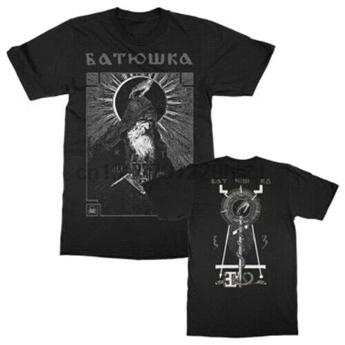Аутентичные Batushka Shema Monk белый логотип черная металлическая футболка S 2Xl