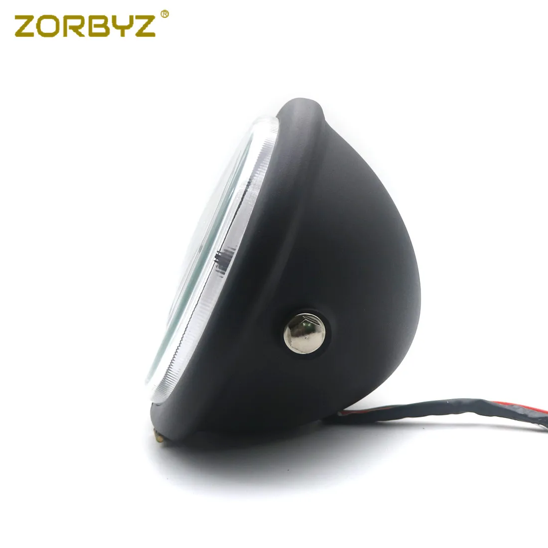 ZORBYZ Ретро черный металл H4 передняя фара с белым ангельским глазным кольцом свет