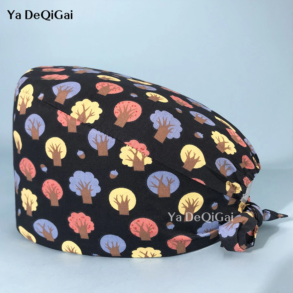 

Multicolor Breathable Male and female Surgical hats Fashion CartoonPrinting Beauty Salon Nursing Cap Pure Cotton laboratory caps