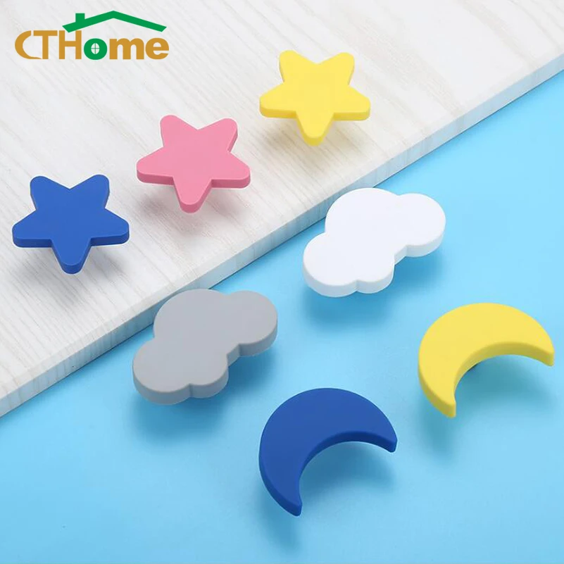 Ctome детские резиновые дверные ручки Луна Звезда мультфильм мебель ПВХ облако