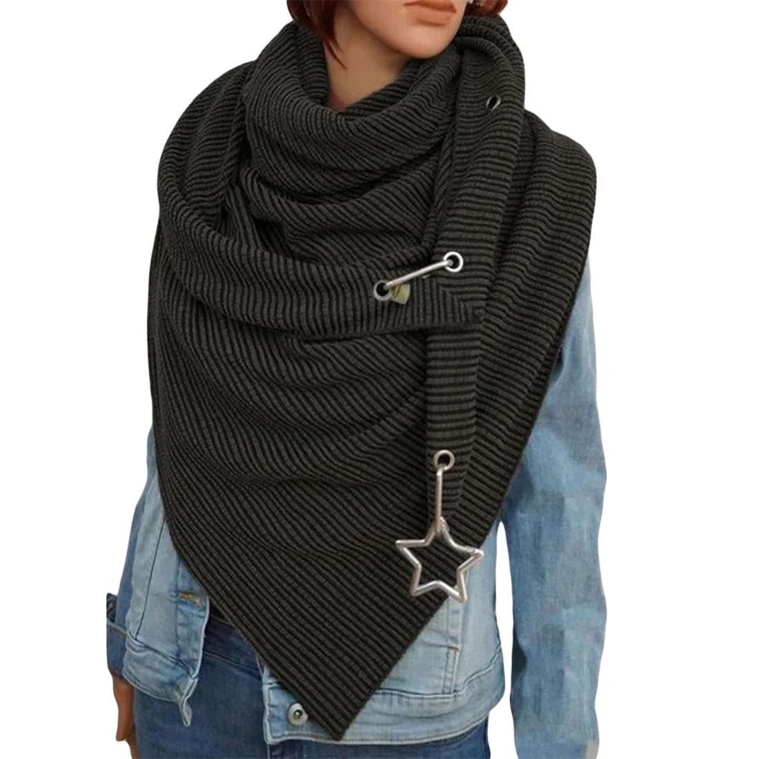 

2020 New Women Solid Colors Scarf Wraps Fashion Winter Autumn Retro Female Multi-Purpose Warm Button Shawl Scarf Scarves