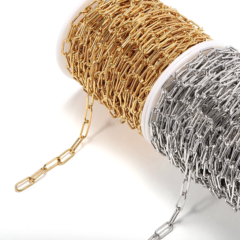 

1meter 2/3/4/7mm Stainless Steel Rolo Cable Chain for Jewelry Making Gold Plated Bulk Chains Diy Neckalce Bracelet Accessories