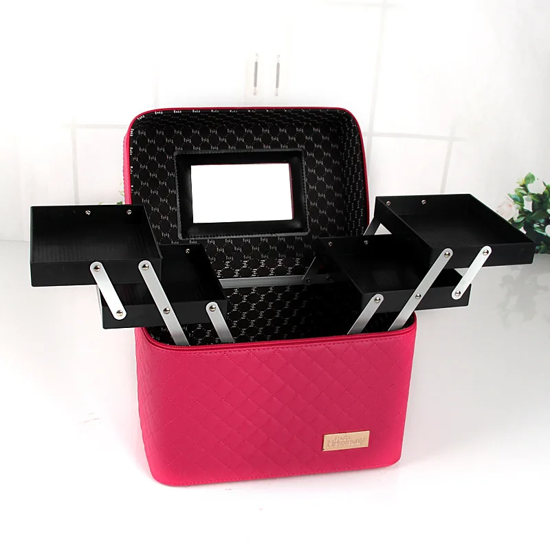

Portable double-layer tray, large-capacity cosmetic case, travel goods, simple cosmetic storage box, cosmetic bag, durable