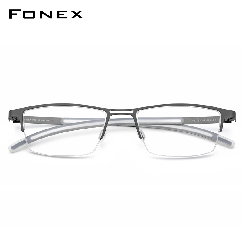 FONEX титановый рецепт очки Для мужчин Новые полуоправы половина квадратная оправа