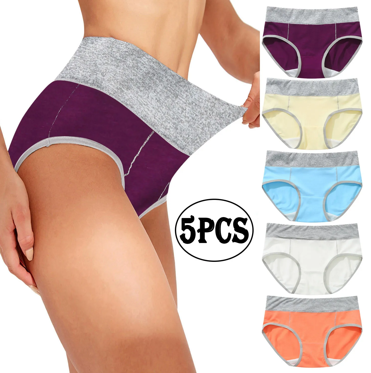 

5pcs Women Patchwork Cotton Briefs Panties Seamless Underwear Female Lingerie High Rise bragas para mujeres culottes pour femmes