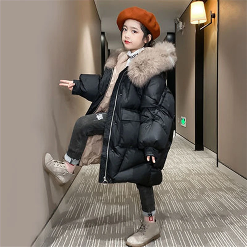 

Girls Boys Down Coat Jacket 2021 Black Warm Plus Velvet Winter Autumn Cotton Sport School Kids Christmas Children's Clothes