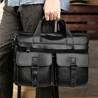 new mens bag business top leather handbag briefcase mens 14 inch computer bag single shoulder messenger bag leather