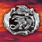 Кольцо мужское серебристое с гравировкой в виде дракона, из черного агата, для Властного мотоцикла в стиле панк, аксессуары вечерние, подарки