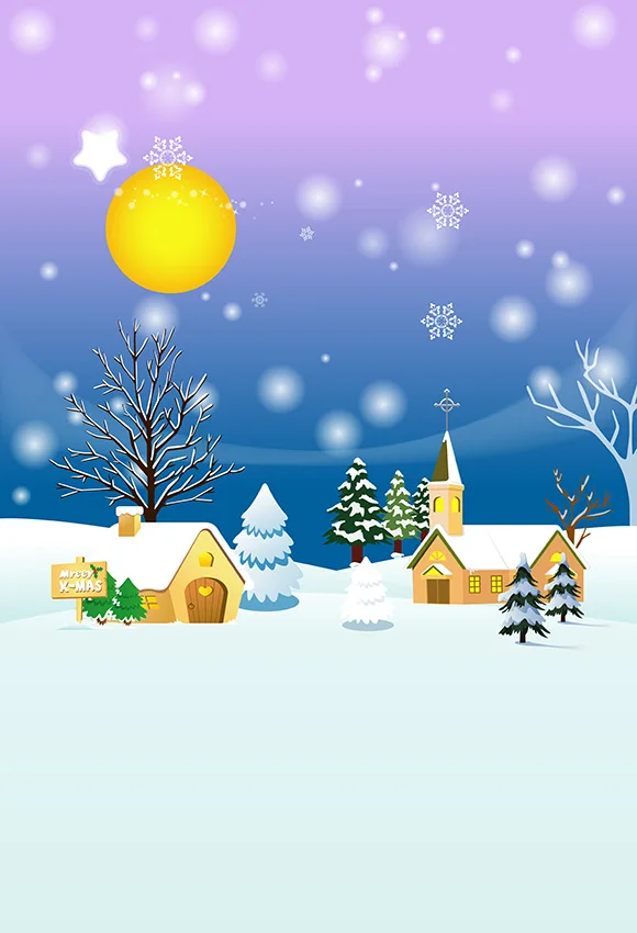 Виниловый фон для фотосъемки с изображением рождественского города и детского