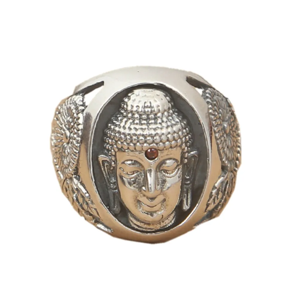Модное серебряное кольцо S925 пробы шася Мани голова Будды мужское с изображением