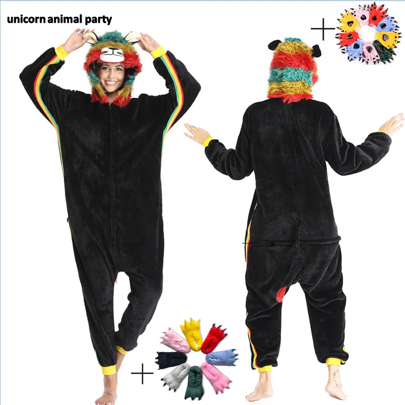 Кигуруми для мужчин и женщин комбинезон косплея кот ФОО дракон морские львы мышь
