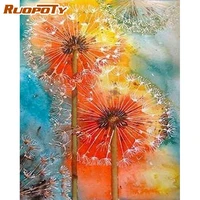 ruopoty painting by number flower drawing on canvas handpainted wall picture by numbers scenery for living room handmade gift