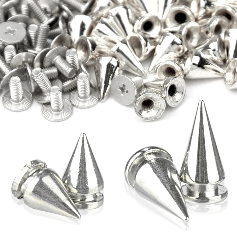 

10Pcs/Set Silver Leathercraft Rivet DIY Cone Studs And Spikes Screw Back Punk Garment Rivets For Clothes Bag Shoes Accessories