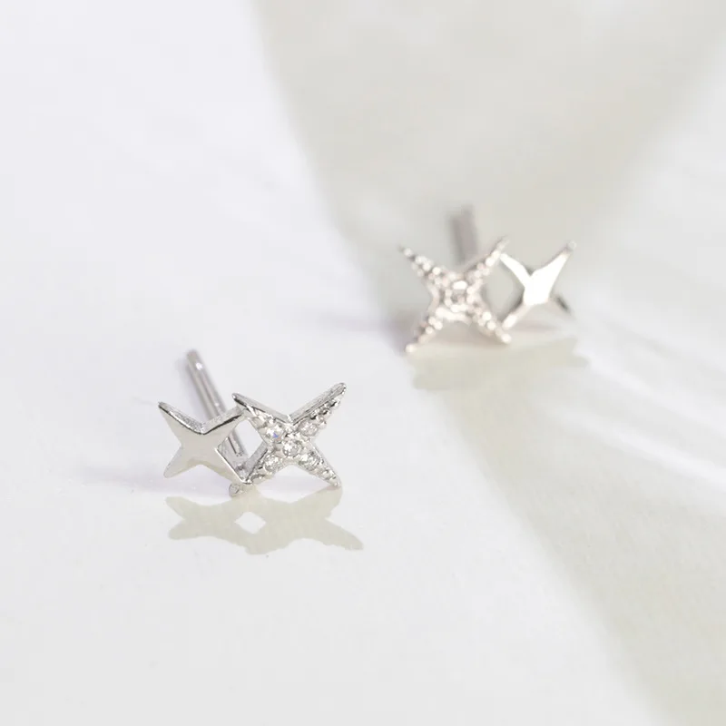 Женские серьги-гвоздики ElfoPlataSi белые из стерлингового серебра 925 пробы с двойной