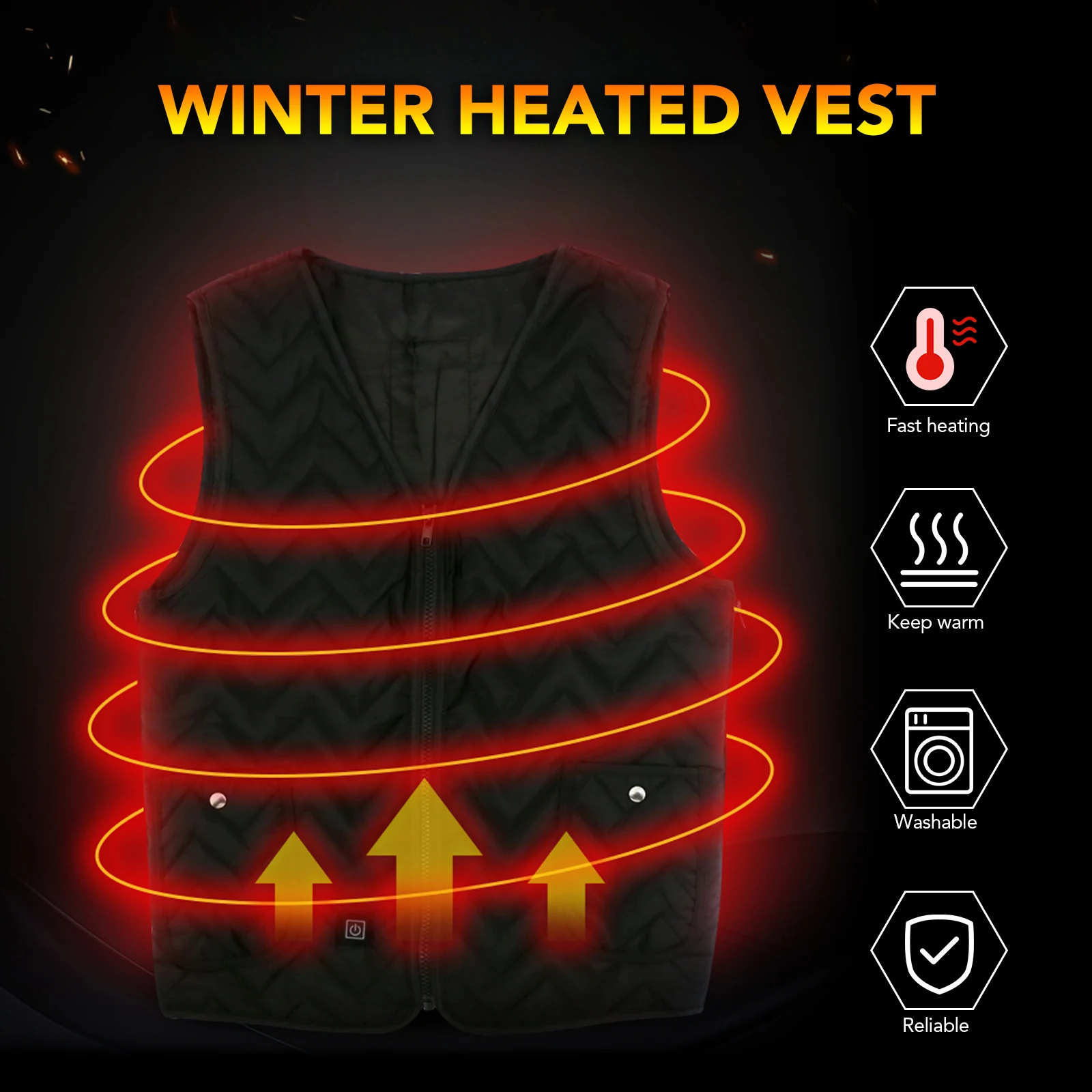 Жилет с электроподогревом и USB регулируемый размер жилет подогревом зимняя