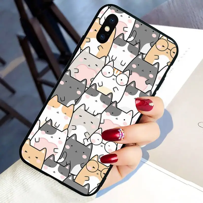 

cartoon cut cat Phone Case For Black-Iphone 5 5s se 6 6s 7 8 11 12 X Xs Xr Pro Plus Max Mini Cover