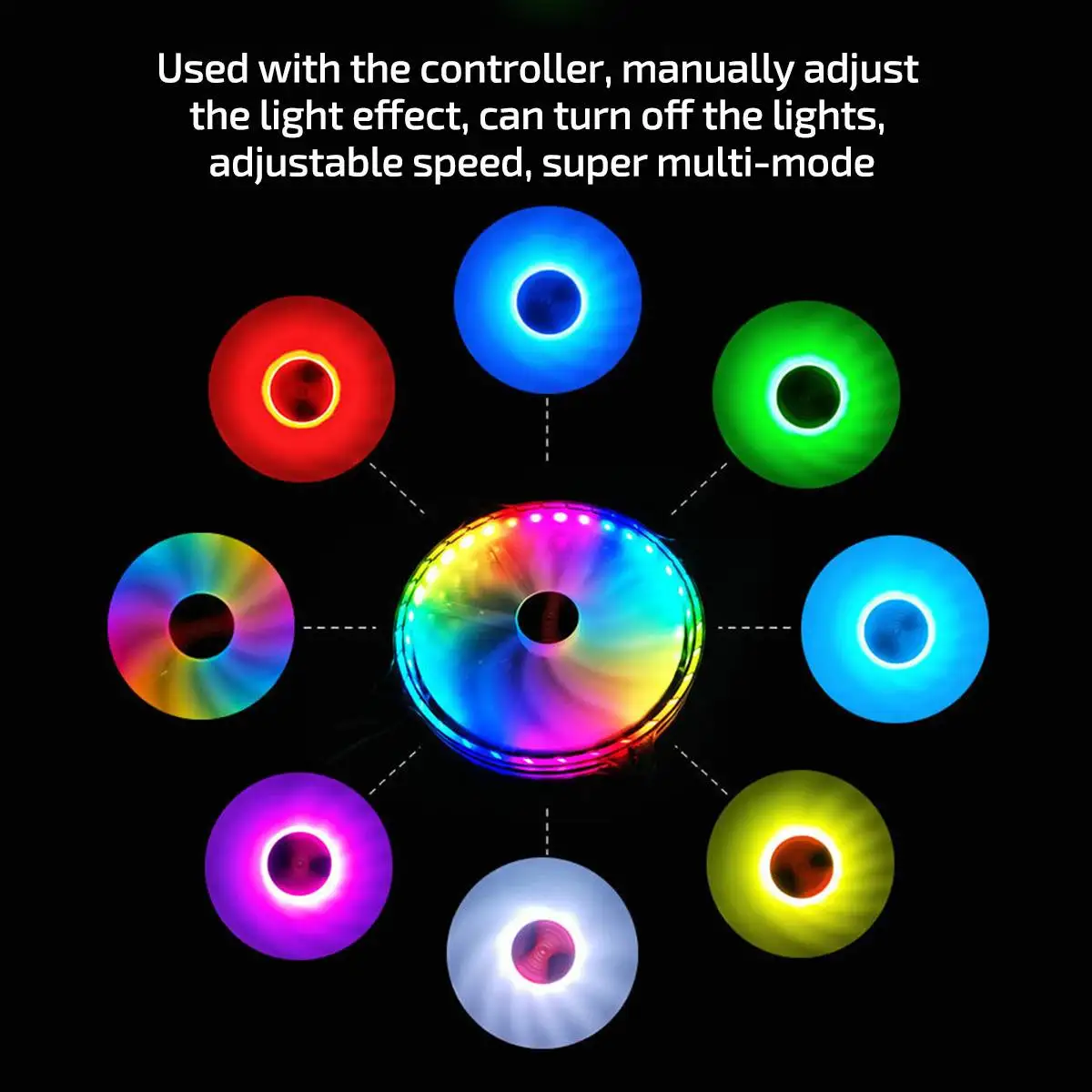 Охлаждающий вентилятор Aura Sync для ПК 6 контактов 12 В 200 мм с RGB подсветодиодный