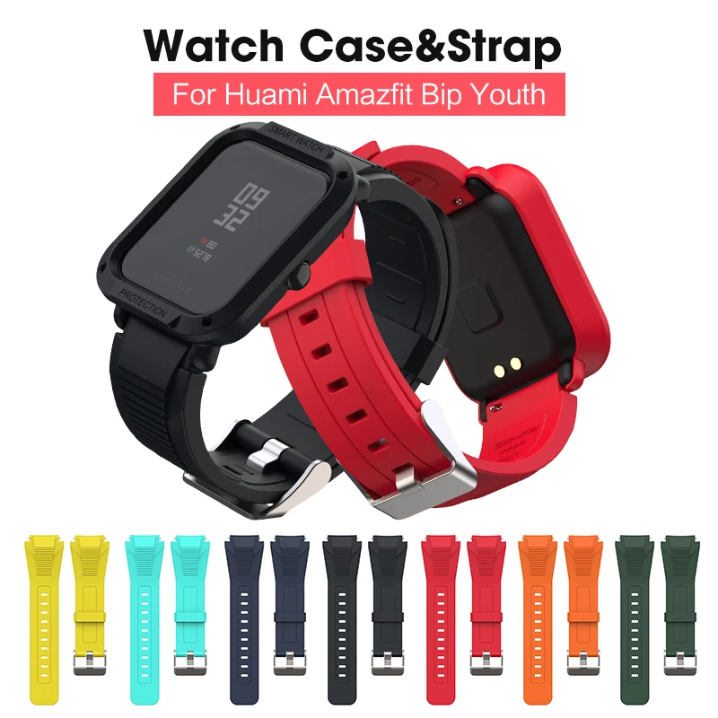 SIKAI высококачественный ремешок для часов и чехол Huami Amazfit Bip Youth Smartwatch силиконовый
