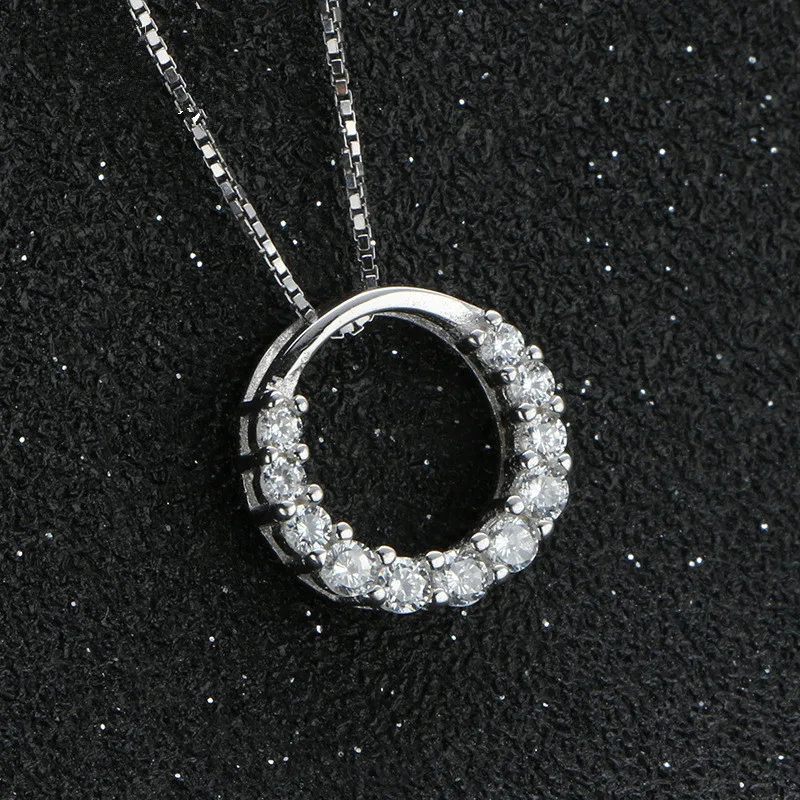 Ожерелье из серебра 925 пробы с круглым кристаллом | Украшения и аксессуары