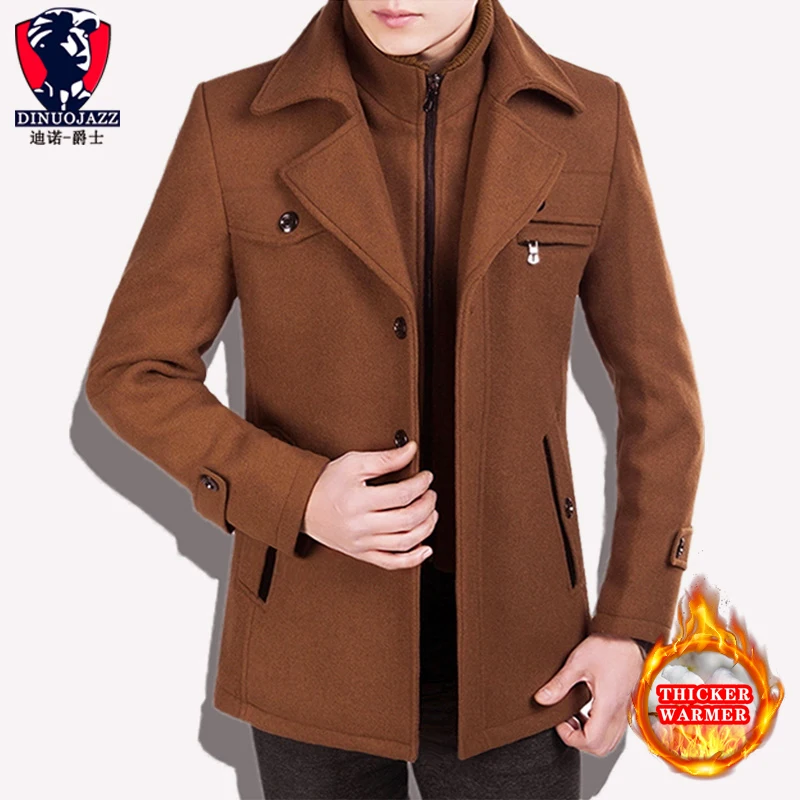 gold traverse zipper Новинка, мужское шерстяное пальто, зимнее пальто, мужское кашемировое зимнее утепленное длинное теплое пальто - Цвет: gold traverse zipper